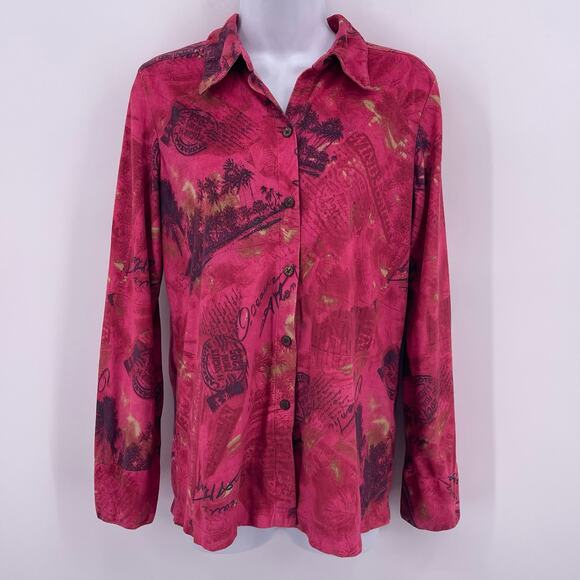 Jamaica Bay Tops - Jamaica Bay Sz S Pink Button Front Long Sleeve Collared Shirt Soft Material